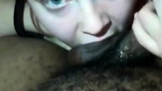 White girl pleasing her black boyfriend by sucking his BBC