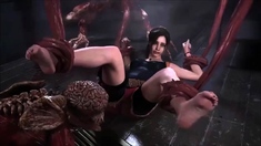 Claire Redfield's feet licked by lickers