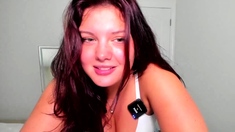 Big busty redhead close up her pussy