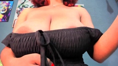 Redhead BBW with Big Boobs Blowjob Tittyjob Facial