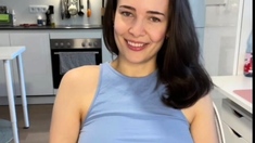 Cute amateur brunette naughty in solo jerking show on camera