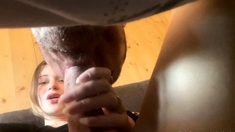 Tattood shemale tranny plays with ass during masturbation