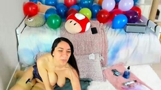 Sexy amateur teen with big boobs gives blowjob