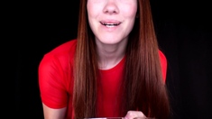 Cute amateur brunette naughty in solo jerking show on camera