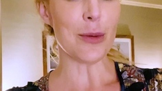 Cumshot amateur MILF suck and jerks dude in the bedroom