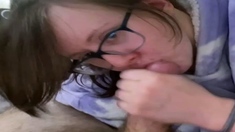Mature brunette amateur giving a great POV blowjob