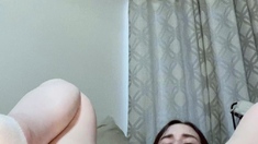 Lovely Amateur teen brunette masturbating outdoor