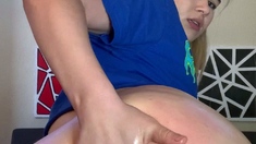 Hottest Amateur 19yo Busty Blonde Teen abused on Webcam
