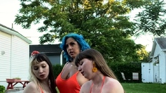 Beautiful Lesbian Threesome Outdoors