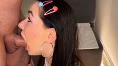 Brunette Beauty Wraps Her Lips Around a Massive Cock