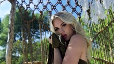 Naturally curvy teen blonde solo outdoor