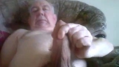 Grandpa Strokes His Big Cock on Cam