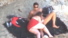 Chubby Niece devours cock on the beach