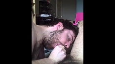 Blowing His Buddy In Bed And Taking The Cum Load