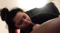 Chubby latina blowing black guy