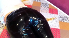 Squeezingmy ass in shiny vinyl pants